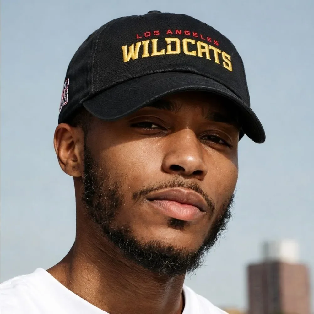 NWY ‘47 XFL Los Angeles Wildcats Football Black Adjustable Baseball Cap Hat